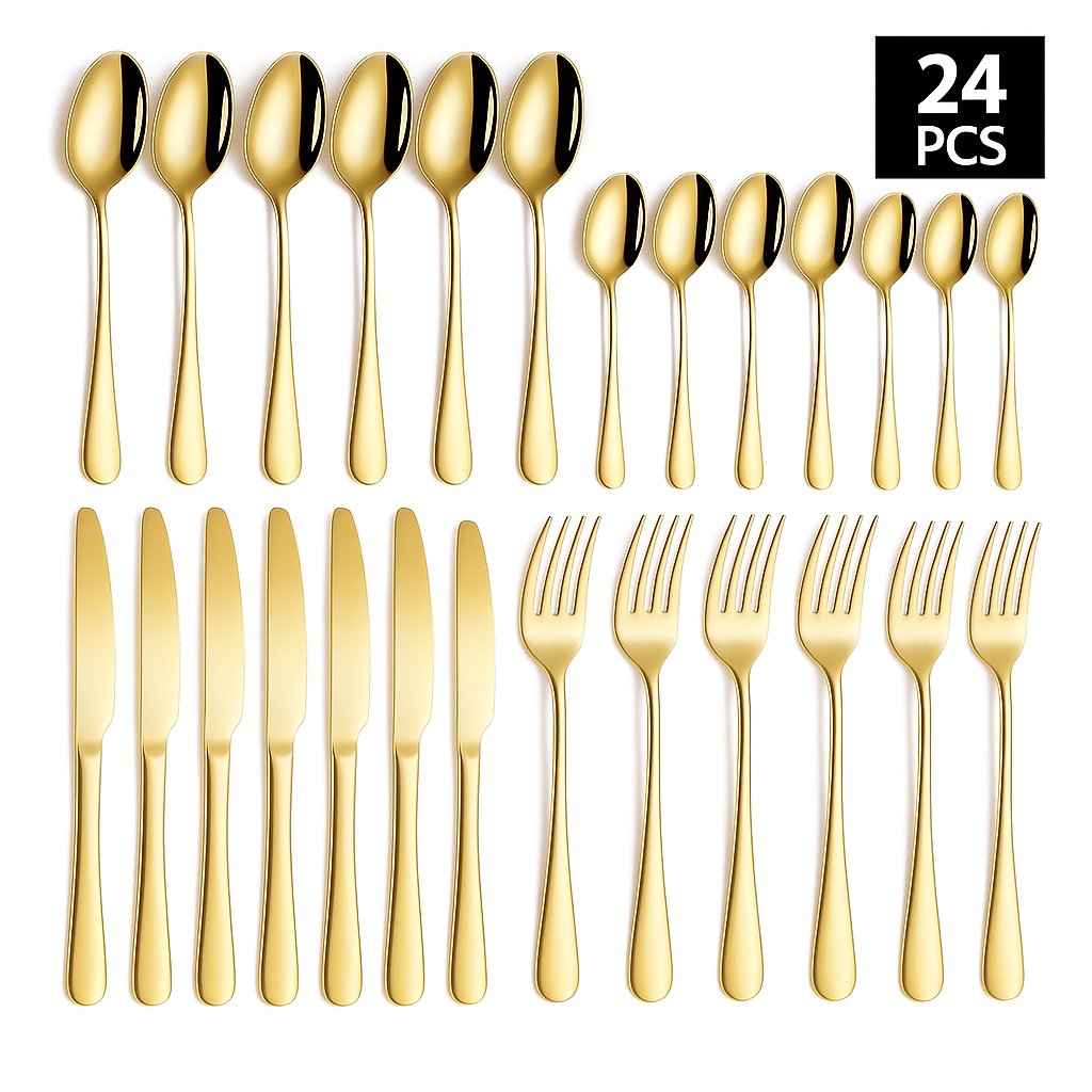 Juego De Cubiertos De 24 Piezas Dorado